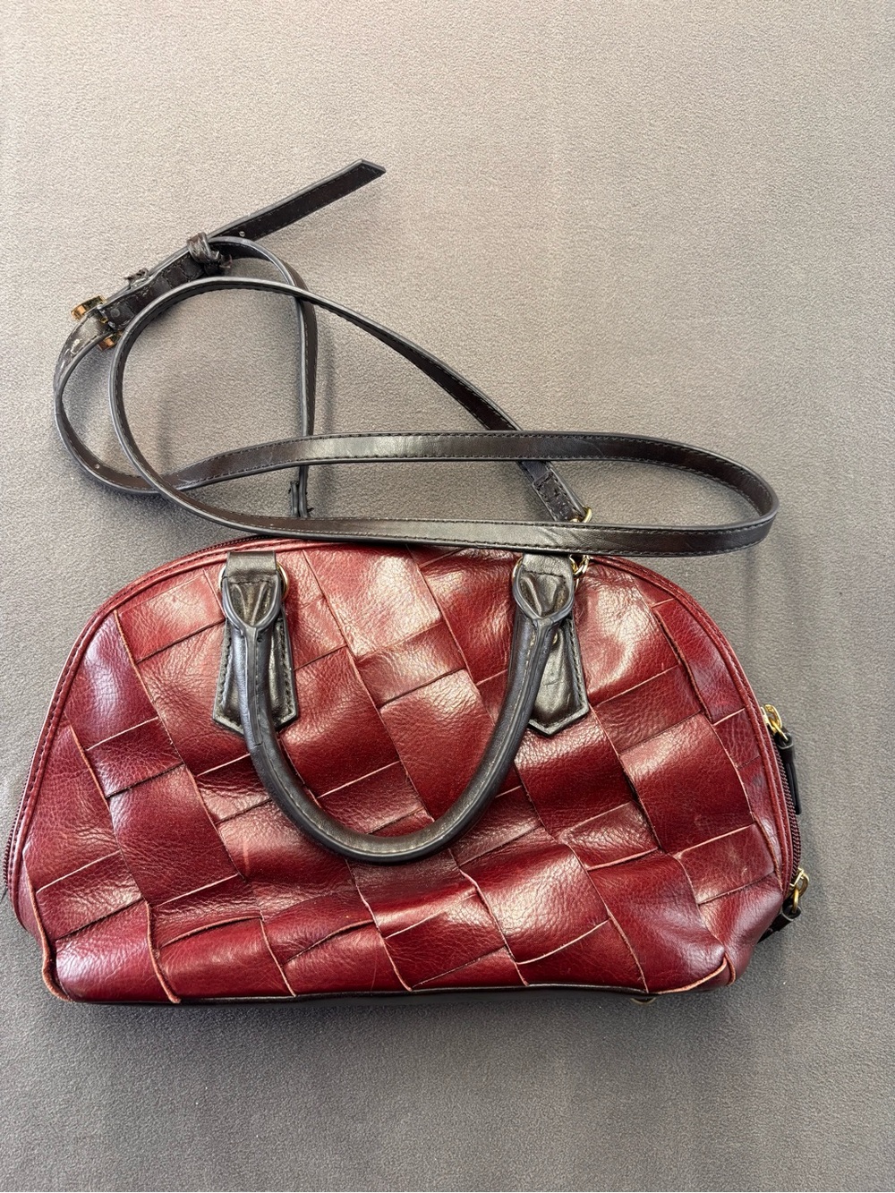 Tignanello Woven Leather Dome Crossbody Bag